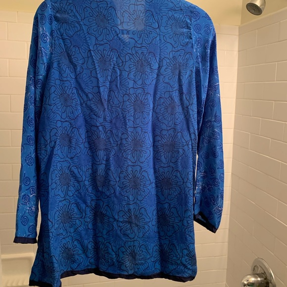 Harshita Water Flora Silk Button Down Blouse - Picture 10 of 15